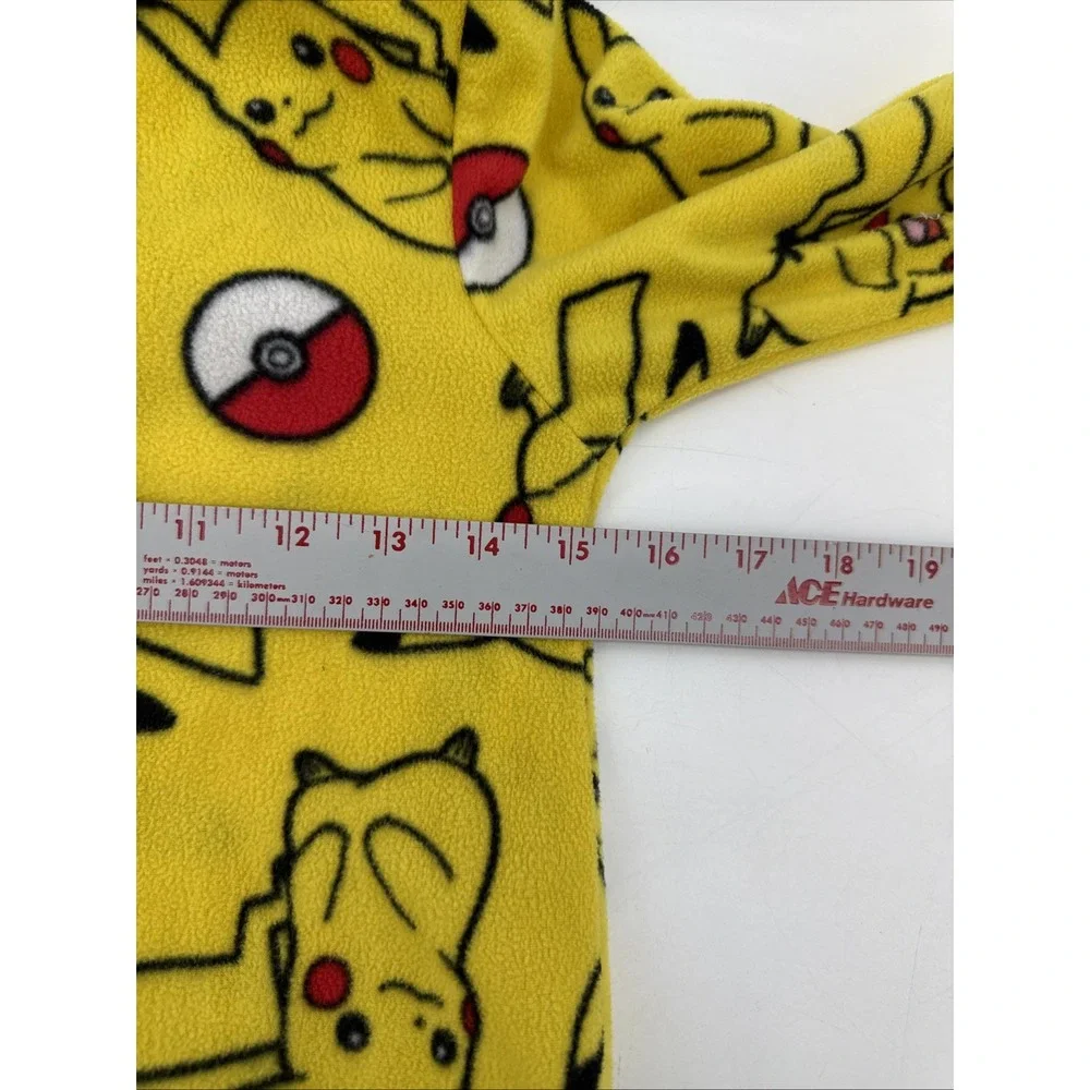 Pokemon Pikachu Union Suit Pajamas Kids 10/12 Yellow All Over Print Costume Hood